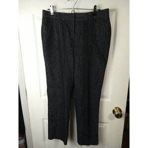 New Directions Woman 10 Pants Black Grey Cheetah Flat Front Straight Leg Pants